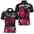 Polo Fléchettes Flamme Rose Équipe - Personnalisé Cadeau Joueur - Polo Homme