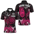 Polo Fléchettes Flamme Rose Équipe - Personnalisé Cadeau Joueur - Polo Homme