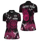 Polo Fléchettes Flamme Rose Équipe - Personnalisé Cadeau Joueur - Polo Zippé Femme