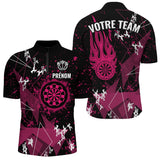 Polo Fléchettes Flamme Rose Équipe - Personnalisé Cadeau Joueur - Polo Zippé Homme