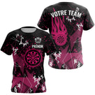 Polo Fléchettes Flamme Rose Équipe - Personnalisé Cadeau Joueur - T-Shirt Femme