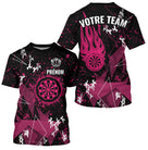 Polo Fléchettes Flamme Rose Équipe - Personnalisé Cadeau Joueur - T-Shirt Homme