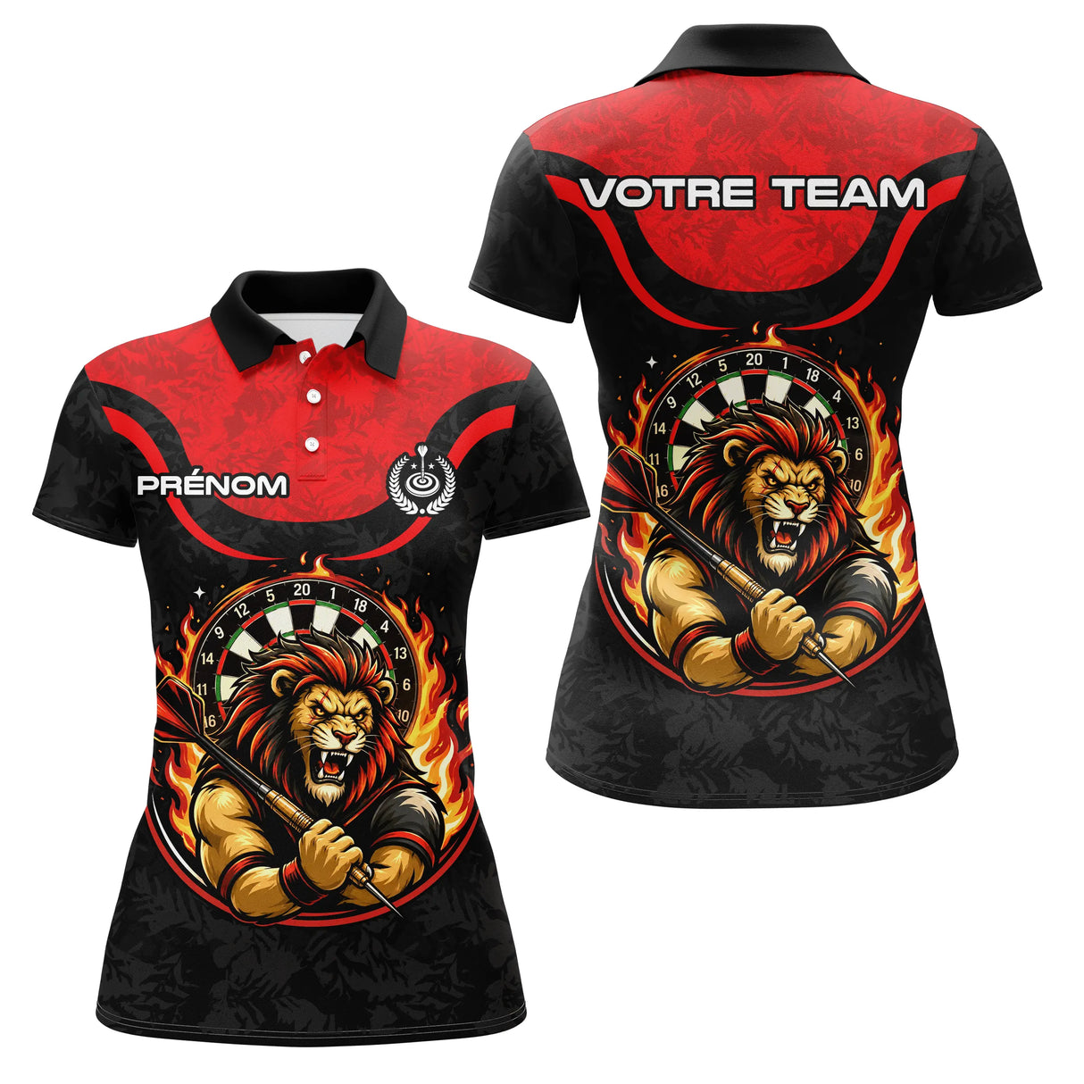 Polo Fléchettes Flammes Personnalisé - Style Lion Guerrier - Polo Femme