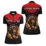 Polo Fléchettes Flammes Personnalisé - Style Lion Guerrier - Polo Zippé Femme