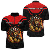 Polo Fléchettes Flammes Personnalisé - Style Lion Guerrier - Polo Zippé Homme
