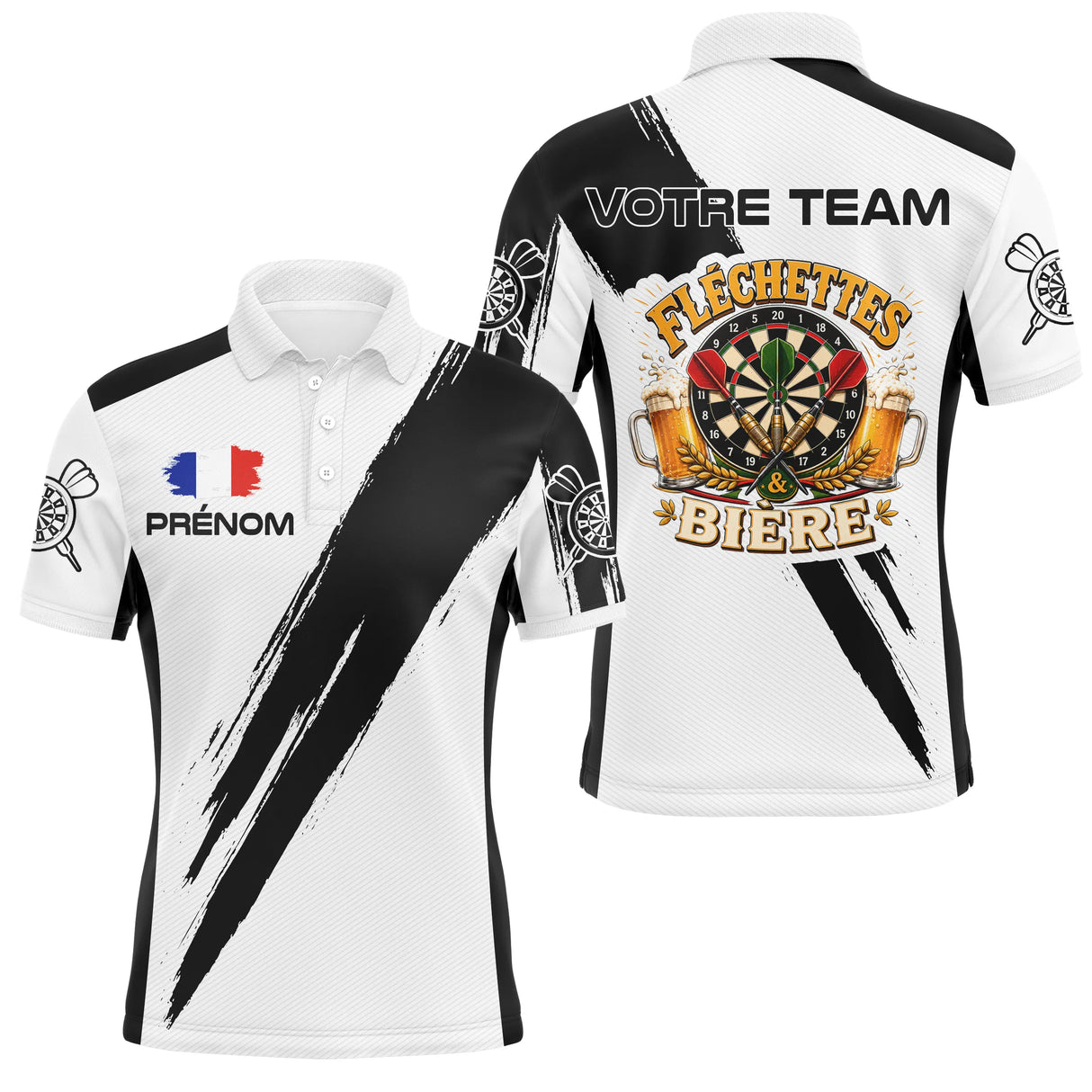 Polo Fléchettes Français Personnalisé – Style Pub Sportif - Polo Homme