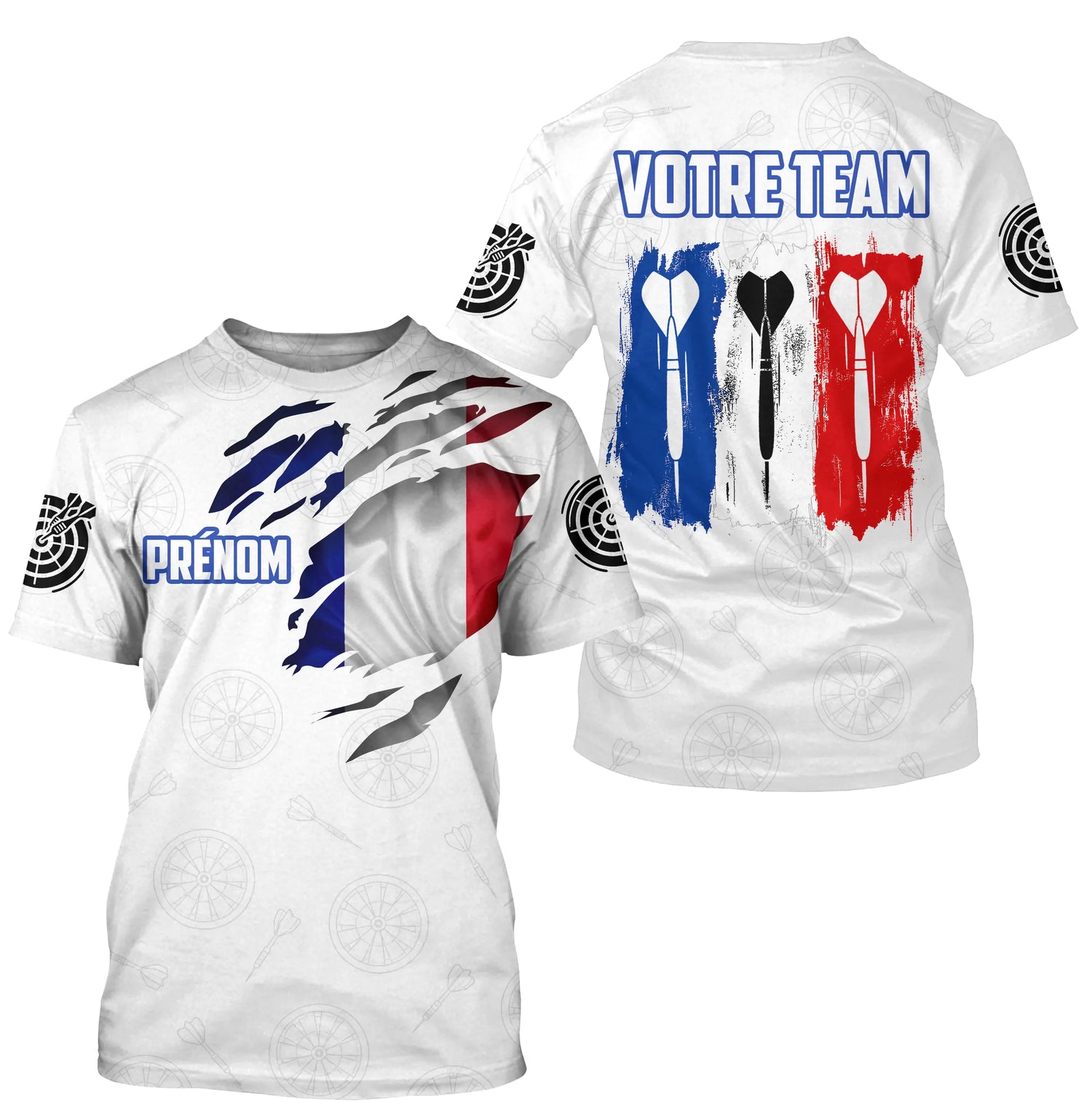 Polo Fléchettes France – Design Tricolore Personnalisé - T-Shirt Homme
