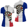 Polo Fléchettes France Drapeau - Design 3D Cible - Polo Zippé Femme