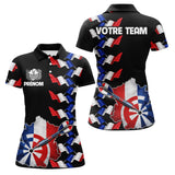 Polo Fléchettes France Noir - Design Drapeau Tricolore - Polo Femme
