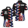 Polo Fléchettes France Noir - Design Drapeau Tricolore - Polo Homme