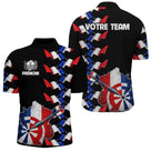 Polo Fléchettes France Noir - Design Drapeau Tricolore - Polo Zippé Homme