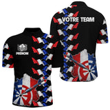 Polo Fléchettes France Noir - Design Drapeau Tricolore - Polo Zippé Homme