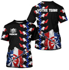 Polo Fléchettes France Noir - Design Drapeau Tricolore - T-Shirt Homme