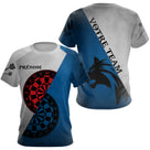 Polo Fléchettes Graphique Loup - Gris Bleu Personnalisé - T-Shirt Femme