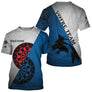 Polo Fléchettes Graphique Loup - Gris Bleu Personnalisé - T-Shirt Homme