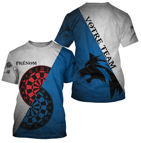 Polo Fléchettes Graphique Loup - Gris Bleu Personnalisé - T-Shirt Homme