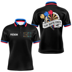 Polo Fléchettes Homme Femme - 180 Noir Bleu Personnalisable - Polo Homme