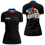 Polo Fléchettes Homme Femme - 180 Noir Bleu Personnalisable - Polo Zippé Femme