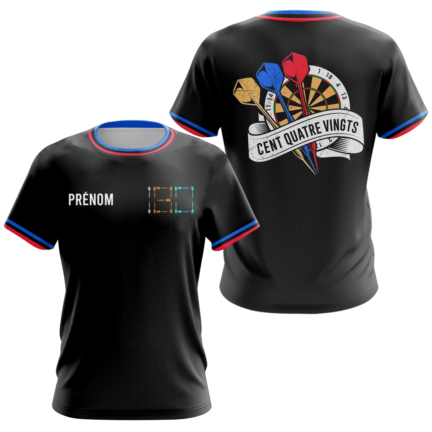 Polo Fléchettes Homme Femme - 180 Noir Bleu Personnalisable - T-Shirt Femme