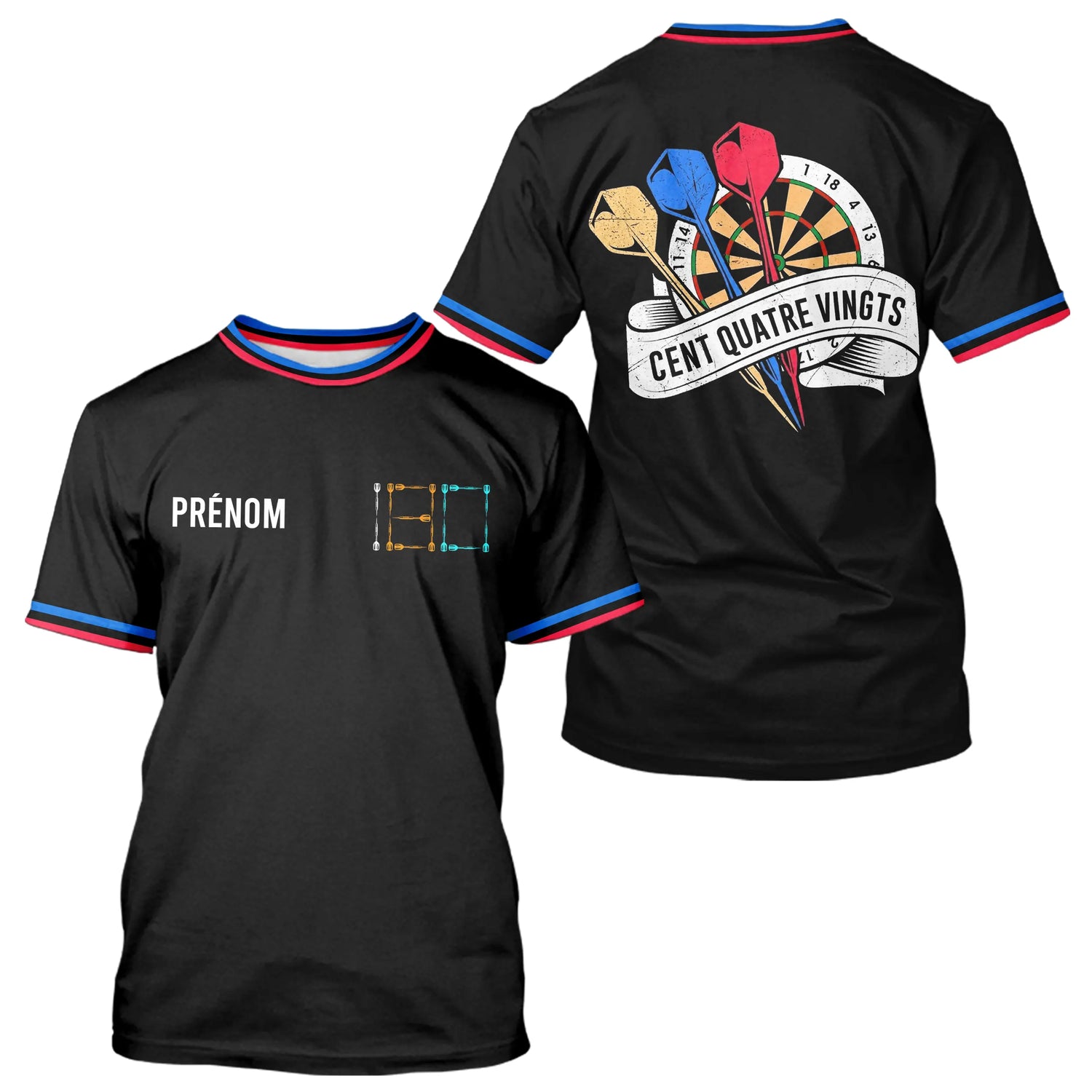 Polo Fléchettes Homme Femme - 180 Noir Bleu Personnalisable - T-Shirt Homme