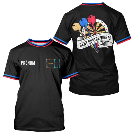Polo Fléchettes Homme Femme - 180 Noir Bleu Personnalisable - T-Shirt Homme