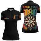 Polo Fléchettes Homme Femme - 180 Noir Équipe - Polo Zippé Femme