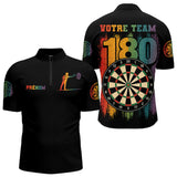Polo Fléchettes Homme Femme - 180 Noir Équipe - Polo Zippé Homme