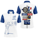Polo Fléchettes Homme Femme - Cadeau Joueur Bleu Blanc - Polo Homme