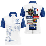 Polo Fléchettes Homme Femme - Cadeau Joueur Bleu Blanc - Polo Homme