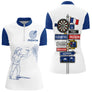 Polo Fléchettes Homme Femme - Cadeau Joueur Bleu Blanc - Polo Zippé Femme