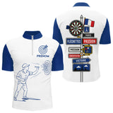 Polo Fléchettes Homme Femme - Cadeau Joueur Bleu Blanc - Polo Zippé Homme