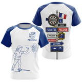 Polo Fléchettes Homme Femme - Cadeau Joueur Bleu Blanc - T-Shirt Femme