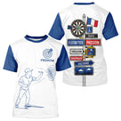 Polo Fléchettes Homme Femme - Cadeau Joueur Bleu Blanc - T-Shirt Homme