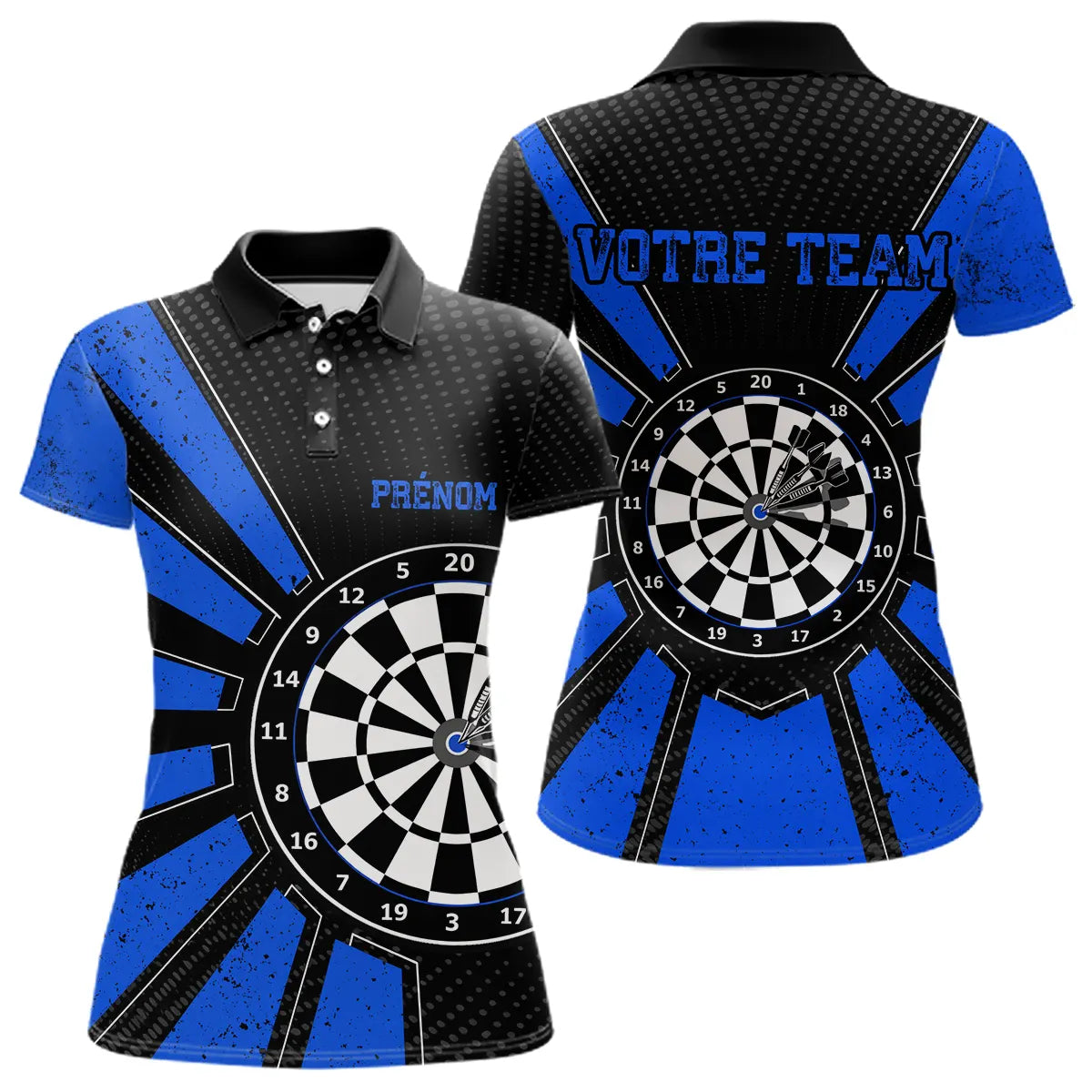 Polo Fléchettes Homme Femme - Cible Bullseye Noir - Polo Femme
