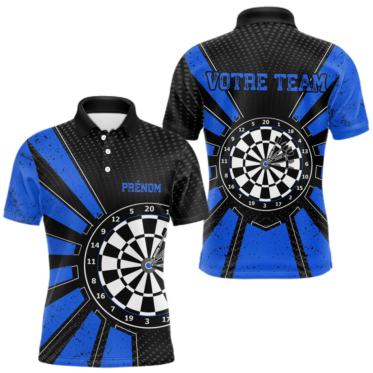 Polo Fléchettes Homme Femme - Cible Bullseye Noir - Polo Homme