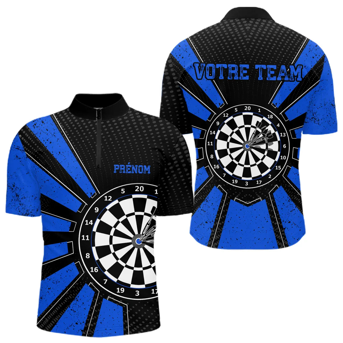 Polo Fléchettes Homme Femme - Cible Bullseye Noir - Polo Zippé Homme