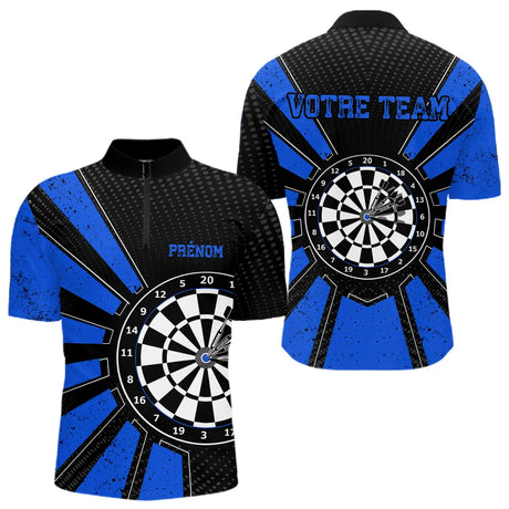 Polo Fléchettes Homme Femme - Cible Bullseye Noir - Polo Zippé Homme