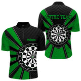 Polo Fléchettes Homme Femme - Cible Bullseye Noir Green - Polo Zippé Homme
