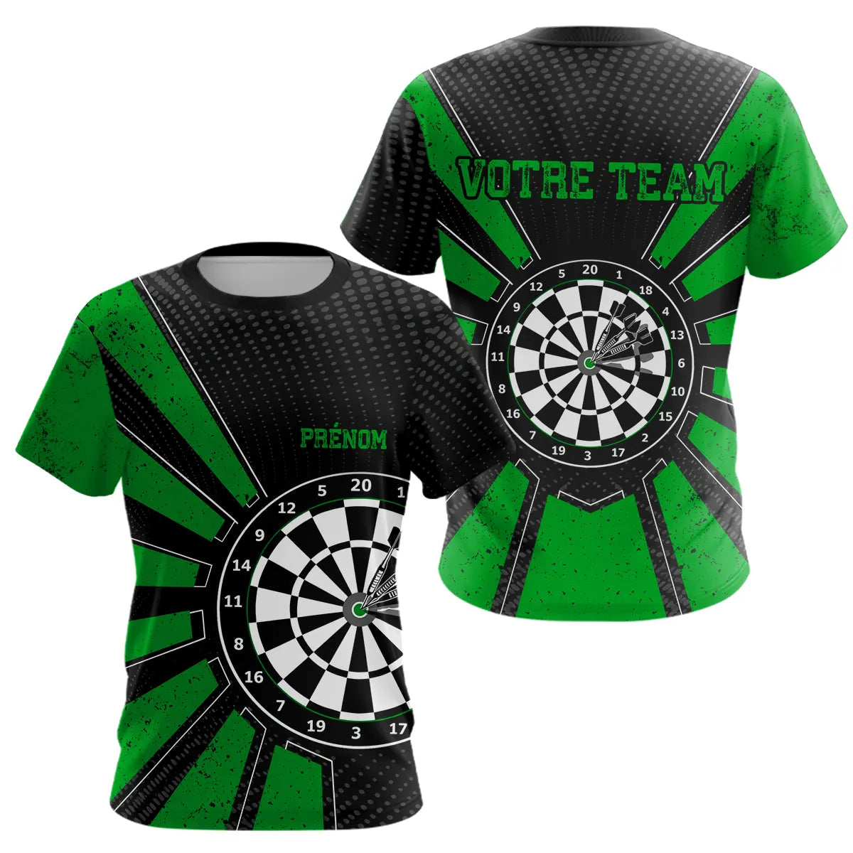 Polo Fléchettes Homme Femme - Cible Bullseye Noir Green - T-Shirt Femme