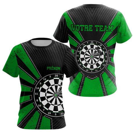 Polo Fléchettes Homme Femme - Cible Bullseye Noir Green - T-Shirt Femme