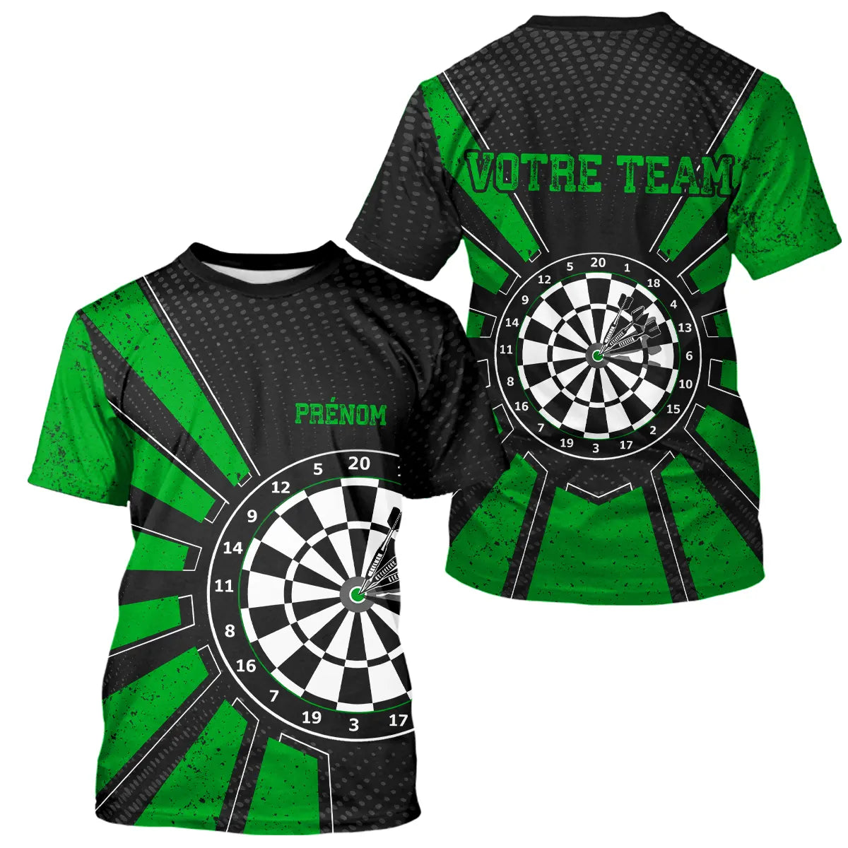 Polo Fléchettes Homme Femme - Cible Bullseye Noir Green - T-Shirt Homme