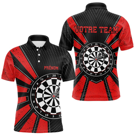 Polo Fléchettes Homme Femme - Cible Bullseye Noir Rouge - Polo Homme