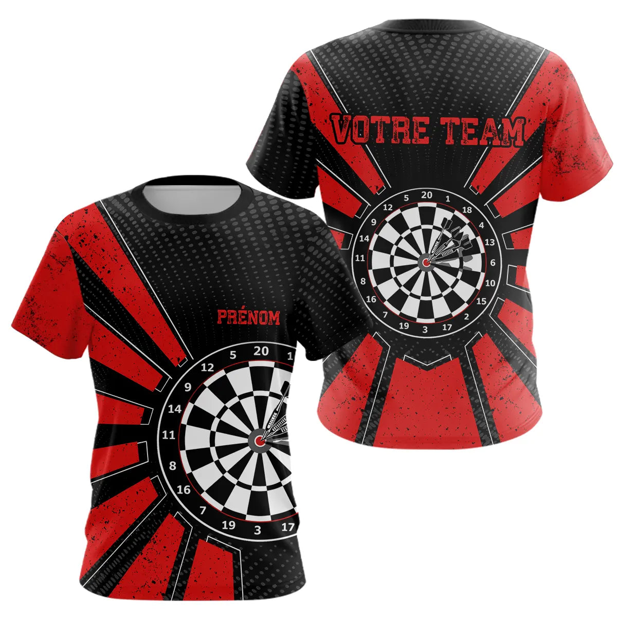 Polo Fléchettes Homme Femme - Cible Bullseye Noir Rouge - T-Shirt Femme
