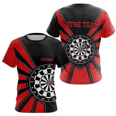 Polo Fléchettes Homme Femme - Cible Bullseye Noir Rouge - T-Shirt Femme