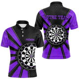Polo Fléchettes Homme Femme - Cible Bullseye Noir Violet - Polo Homme