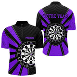 Polo Fléchettes Homme Femme - Cible Bullseye Noir Violet - Polo Zippé Homme