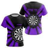 Polo Fléchettes Homme Femme - Cible Bullseye Noir Violet - T-Shirt Femme