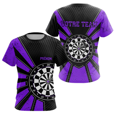 Polo Fléchettes Homme Femme - Cible Bullseye Noir Violet - T-Shirt Femme