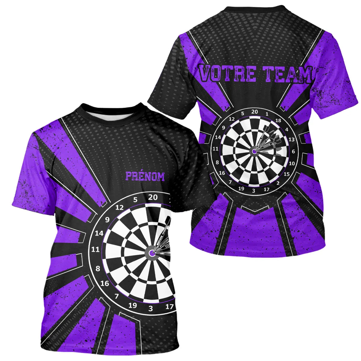 Polo Fléchettes Homme Femme - Cible Bullseye Noir Violet - T-Shirt Homme