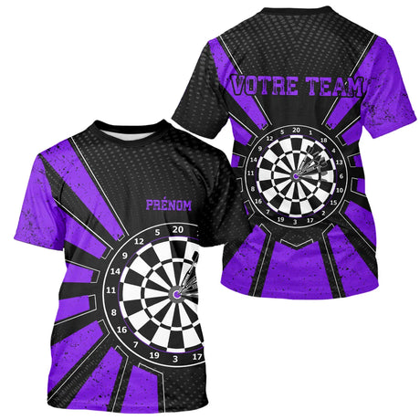 Polo Fléchettes Homme Femme - Cible Bullseye Noir Violet - T-Shirt Homme